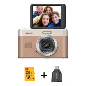 Kodak PixPro C1 skaitmeninis fotoaparatas rudas + 16 GB atminties kortelė