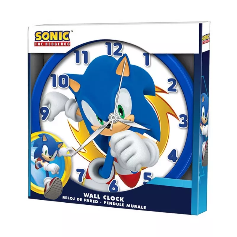 KIDS Sonic The Hedgehog sieninis laikrodis 25 cm apvalus plastikinis analoginis kvarcinis įvairiaspalvis