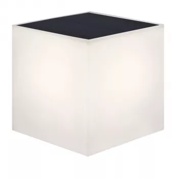 NewGarden WALLY 18x18x18 Sieninis Vazonas su Saulės Energija ir Integruotu LED Šviestuvu, Šilta Balta 3000K, 1 Lumenas, Matinė Balta