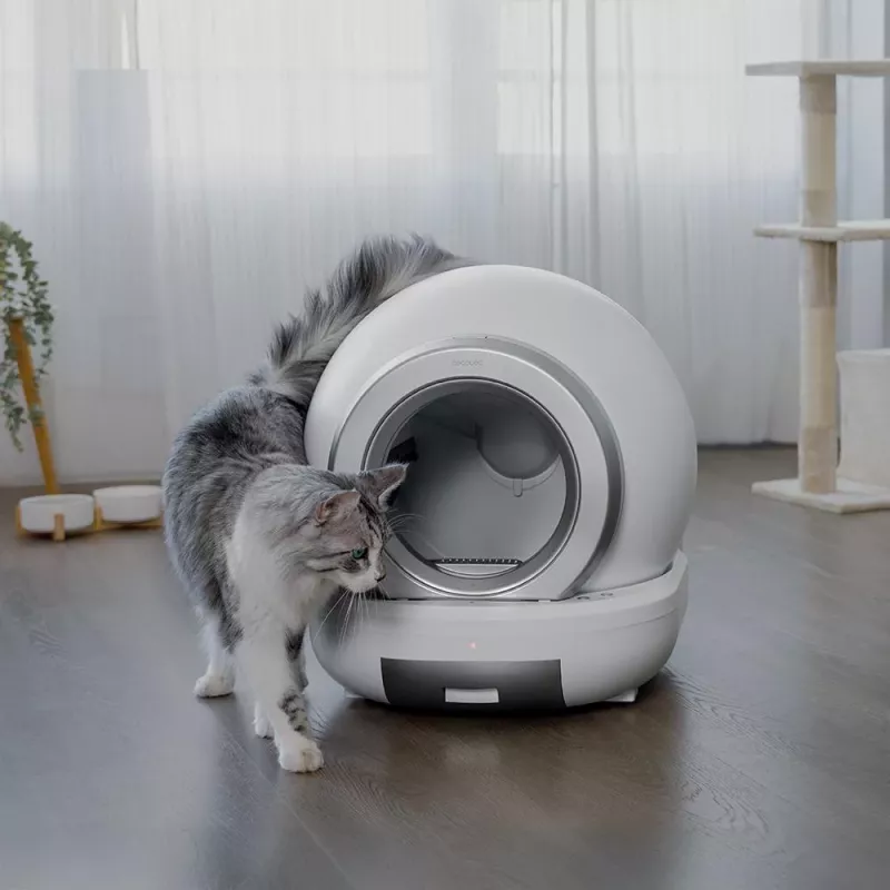 Cecotec Pumba 7000 CleanKitty Compact Connected savaime išsivalantis katilų kraiko dėžė, Wi-Fi, 10L atliekų talpa, 6L kraiko talpa, automatinis sukimas, saugos jutikliai, išmaniojo telefono programa
