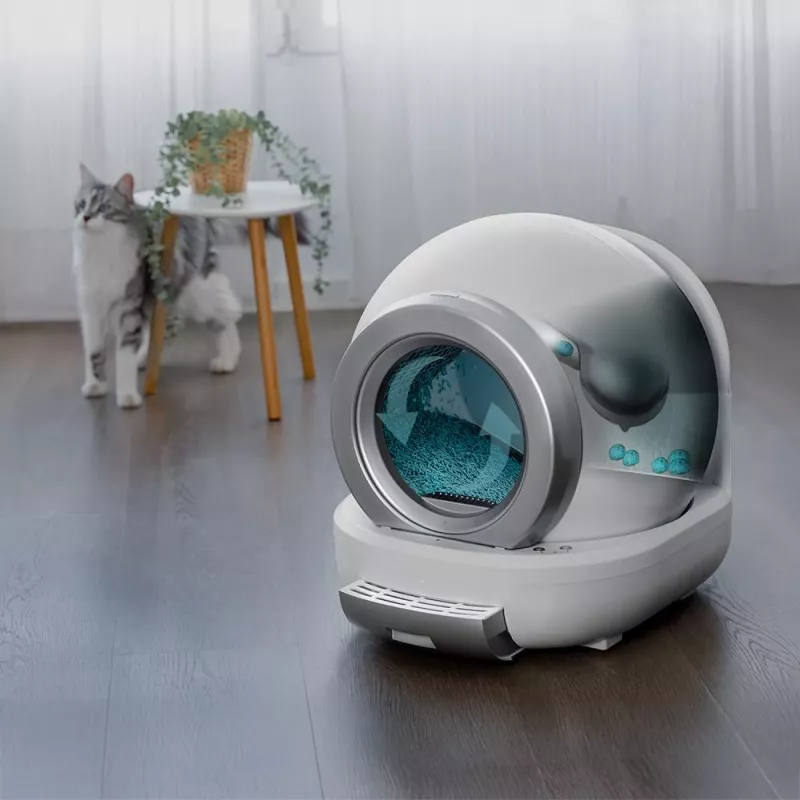 Cecotec Pumba 7000 CleanKitty Compact Connected savaime išsivalantis katilų kraiko dėžė, Wi-Fi, 10L atliekų talpa, 6L kraiko talpa, automatinis sukimas, saugos jutikliai, išmaniojo telefono programa