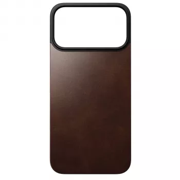 Nomad Modern Leather Back Case, skirta Apple iPhone 17 Pro Max, suderinama su MagSafe, iš pilno grūdo Horween odos, Rustic Brown