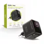 Mobile Origin 65W GaN Įkroviklis PW3 USB-C Įtraukiamas Laidas 65cm + USB-A Juodas