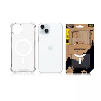 Taktinis nugarinis dangtelis MagForce Plyo, skirtas iPhone 15 Plus, permatomas