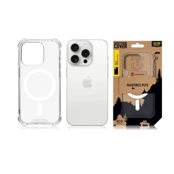 Taktinis galinis dangtelis MagForce Plyo, skirtas iPhone 15 Pro, permatomas