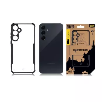 Taktinis nugarėlės dangtelis Quantum Stealth Galaxy A55 5G permatomas/juodas