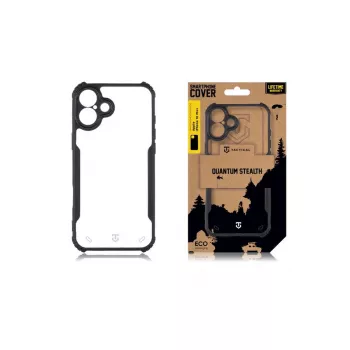 Taktinis nugarinis dangtelis Quantum Stealth, skirtas iPhone 16 Plus, skaidrus/juodas