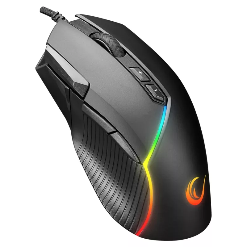 Rampage Comfort Gaming Mouse, programuojama 12800 DPI RGB, juoda