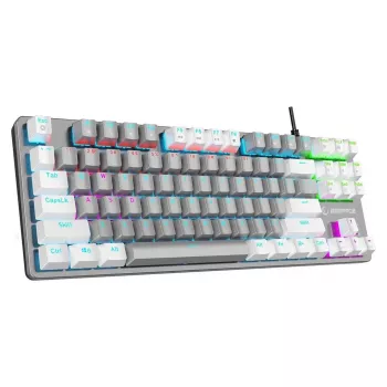 Rampage Snug RGB KRGD Blue mechaninė žaidimų klaviatūra, be skaičių bloko, pilkai balta