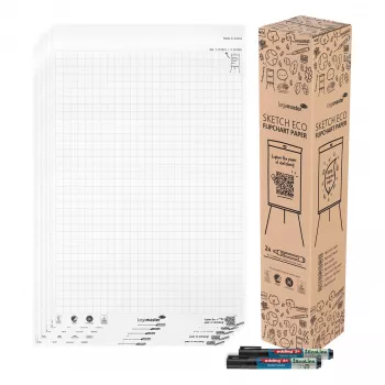 Legamaster Sketch Eco popieriaus blokai flipchart lentai, labai balti, 5 vnt.