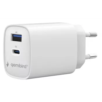 Gembird TA-UC-1A1C-PD45-01-W 45W USB-C PD sieninis įkroviklis baltas