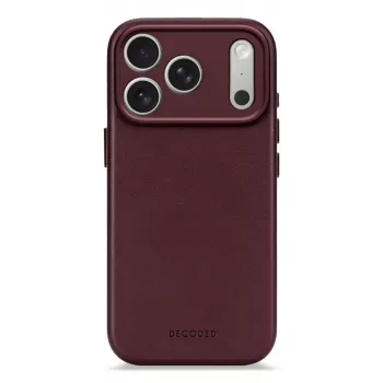 Decoded Leather Backcover, skirta iPhone 17 Pro Max su MagSafe – Dark Ruby