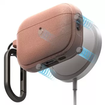 Ringke Onyx Magnetic dėklas Apple AirPods Pro 3, suderinamas su MagSafe, su karabinu, Constant Coral spalvos