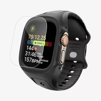 SPIGEN Liquid Air Pro & grūdintas stiklas Apple Watch Ultra 1 / 2 / 3 (49 mm) juoda