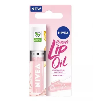 NIVEA Caring Lip Oil Clear Glow Drėkinantis lūpų aliejus 5,5 ml