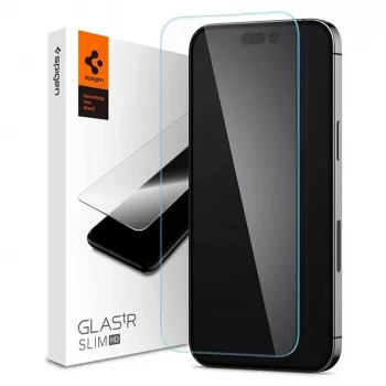 Spigen Glas tR Slim HD Screen Protector, skirta Apple iPhone 14 Pro Max, grūdintas stiklas, 9H kietumas, atsparus įbrėžimams, permatomas, 1 vnt.