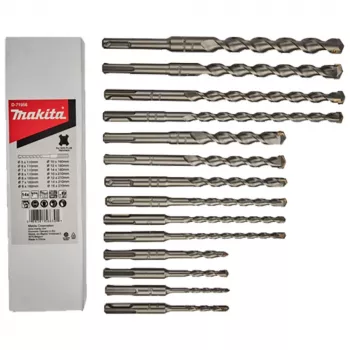 Makita SDS-PLUS gręžtuvų plaktukinių grąžtų rinkinys 14 vnt. (5-14mm) plastikiniame dėkle D-71956