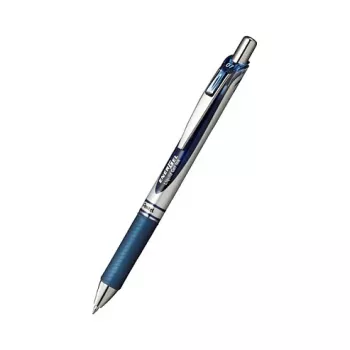 Pentel EnerGel XM įtraukiamas gelinis rašiklis - tamsiai mėlynas rašalas - itin plonas 0,35 mm - tamsiai mėlynas korpusas - sidabrinis segtukas