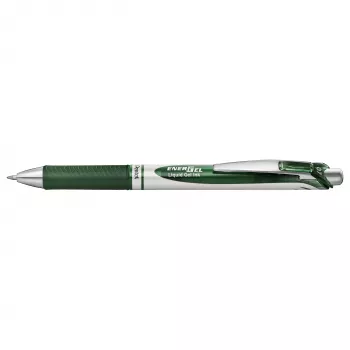 Pentel Energel BL77 įtraukiamas gelinis rašiklis - žalias rašalas - žalias korpusas - sidabriniai akcentai - 0,7 mm - vidutinis antgalis - vandens pagrindu - vienas rašiklis