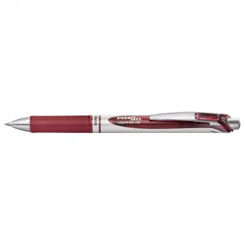 Pentel Energel BL77 įtraukiamas gelinis rašiklis - bordo rašalas - 0,7 mm - sidabrinis segtukas - apvalus korpusas