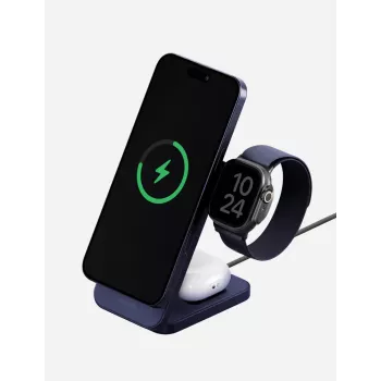 ENERGEA MagTrio 2 3-in-1 25W Qi2 Sulankstoma Belaidė Įkrovimo Stotelė Mėlyna