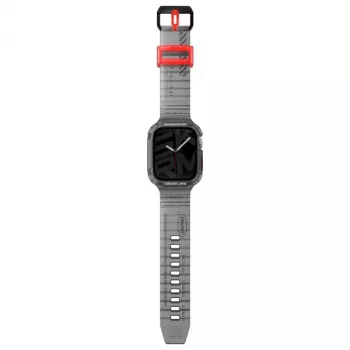 Skinarma Saido 2-in-1 Strap & Case, skirtas Apple Watch 45/44mm - Smoke
