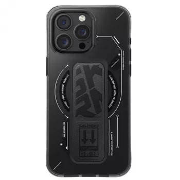 SKINARMA Helio iPhone 16 Pro 6.3 colio magnetinis įkrovimo dėklas su rankenos stovu, juodas