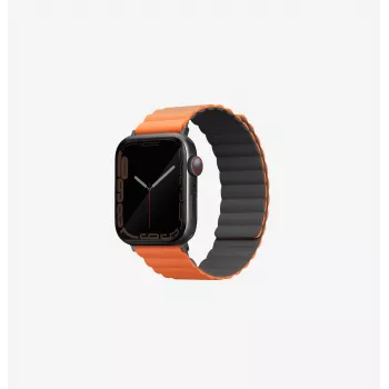 UNIQ Revix Reversibilus magnetinis dirželis, skirtas Apple Watch Series 1/2/3/4/5/6/7/8/9/SE/SE2/SE3/Ultra/Ultra 2/Ultra 3 42/44/45/49mm - Pilka/Oranžinė
