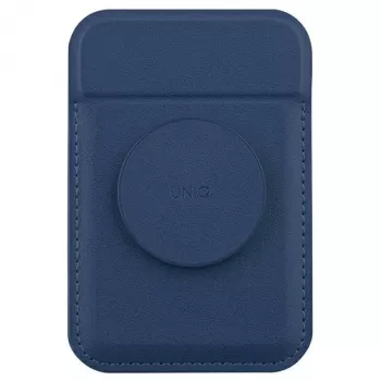 UNIQ Flixa Magnetinė piniginė su stovu, skirta MagSafe iPhone 12-15 serijai, tamsiai mėlyna