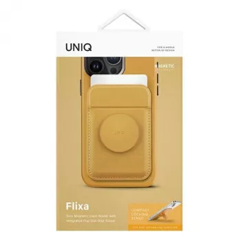 UNIQ Flixa Magnetinė kortelių piniginė su atramėle Kanarinė geltona MagSafe