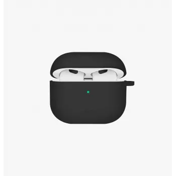UNIQ Nexo Dėklas, skirtas AirPods 4, su ausų kabliukais, silikoninis, juodas
