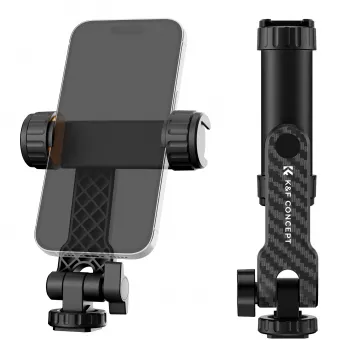 K&F Concept Tripod Mount Phone Holder su 1/4 colio varžtu, 360° sukimu, išmaniesiems telefonams, juoda