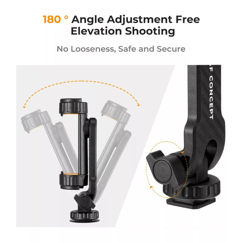 K&F Concept Tripod Mount Phone Holder su 1/4 colio varžtu, 360° sukimu, išmaniesiems telefonams, juoda