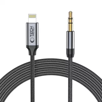 TECH-PROTECT UltraBoost Lightning į AUX Mini Jack 3,5mm laidas 100cm juodas