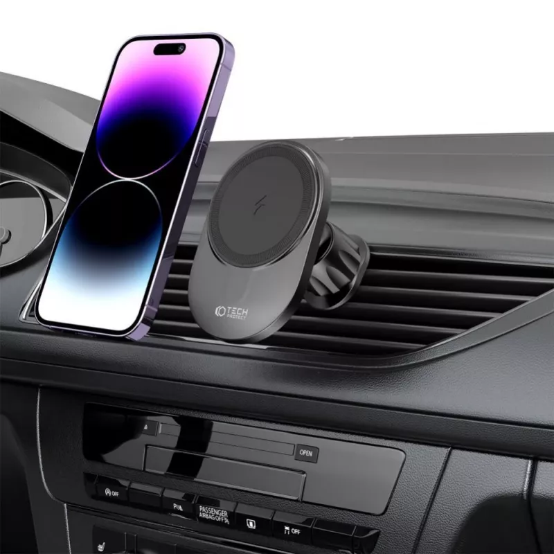 TECH-PROTECT MM15W-V1 Magnetic MagSafe Dashboard & Vent Car Mount Wireless Charger 15W Black