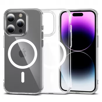 Tech-Proteckt Flexair Hybrid MagSafe dėklas, skirtas Apple iPhone 15 Pro Max, skaidrus