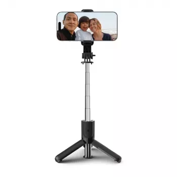 Tech-Protect L02S Selfie lazdelė-tripodas su Bluetooth nuotolinio valdymo pulteliu, juoda