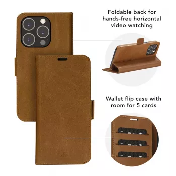dbramante1928 Copenhagen Flip Case, skirtas Samsung Galaxy A54 - natūralios odos - šviesiai ruda