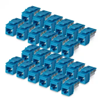 StarTech.com Cat6 Keystone Jack 24 vnt., RJ45 Ethernet Keystone Coupler, UTP Cat6 sieninis lizdas, 90 laipsnių 110 Punch Down, mėlyna