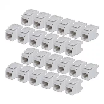 StarTech.com Cat6 Keystone Jack 24 vnt. pakuotė, RJ45 Ethernet Keystone mova, UTP Cat6 sieninis lizdas, 180 laipsnių 110 užspaudimas, balta