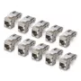 StarTech.com Ekranuotas Cat6a Keystone Jack modulis 10 vnt. pakuotėje RJ45 Ethernet lizdas, STP, 90 laipsnių kampu, be įrankių, sidabrinis, 10GBase-T