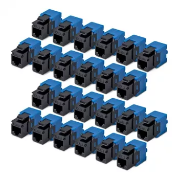 StarTech.com Cat6 Keystone Jack 24 rinkinys - RJ45 Ethernet keystone mova, UTP, 180 laipsnių, be įrankių, juoda/mėlyna, 10GBase-T