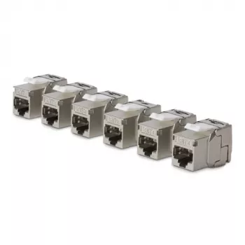 StarTech.com Cat8 Keystone Jack Module 6-Pack RJ45 Ethernet Keystone Coupler, UTP Cat8 Wall Outlet, 180 Degree, Toolless, Flat, Silver, RJ-45, Female, 25/40GBase-T