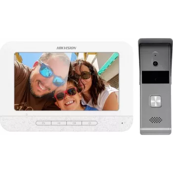 Hikvision DS-KIS203T 2 laidų analoginis vaizdo domofono rinkinys su 7 colių vidaus stotimi ir 2 MP lauko stotimi