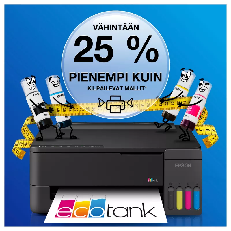 Epson EcoTank ET-1910 Daugiafunkcis rašalinis spausdintuvas - Spalvotas - Spausdinti, Skenuoti, Kopijuoti - A4, Legal - Iki 11 ppm spausdinimas - 100 lapų padavimas - Wi-Fi