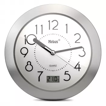 Mebus 41964 Quartz Bathroom Clock - White, Analog, Silent, Splash-Proof