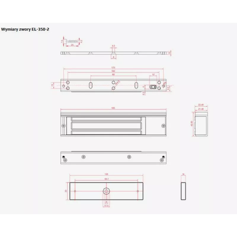 SCOT EL-350-2 Elektromagnetinis užraktas 350 kg laikymo jėga 12/24V DC