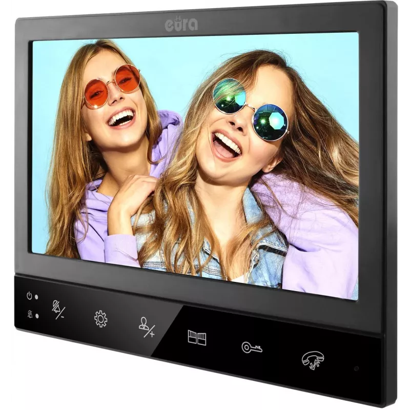 Eura VDP-80C5 Dviejų šeimų vaizdo domofono sistema, juoda, 2x 7 inch LCD, FHD, 2 įėjimai, 1080p kamera, RFID skaitytuvas, paviršinis montavimas