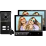 Eura VDP-80C5 Dviejų šeimų vaizdo domofono sistema, juoda, 2x 7 inch LCD, FHD, 2 įėjimai, 1080p kamera, RFID skaitytuvas, paviršinis montavimas