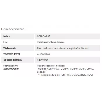 ACO CDN-P-M NT Paviršinis montažinis rėmas su gaubtu, vidutinis, skirtas CDNP5/6, CDNC/B, CDNA